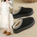 Miniatyrbild 4 av 5: Dam Moccasins Tofflor Pälsfodrade Varma Vinter Ankelstövlar Slip On Loafer[HK] Black 39