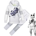 Miniatyrbilde 1 av 5: 2023-Dj Marshmello Barne Hvit 3D-Printet Genser Sett Halloween Karneval Party Kostyme R_a[HK] 130cm