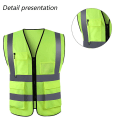 Miniatyrbillede 2 af 5: Høj synlighedsrefleksvest, Høj synlighedslysende neonfarve med 4 reflekterende striber lommer [HK] green