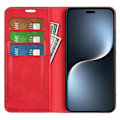 Miniatyrbillede 2 af 5: For Honor Magic7 Pro 5G Etui Skin-Touch Læder Wallet Telefon Cover[HK] Red