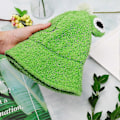 Miniatyrbillede 5 af 5: Plys Frø Hat - Grøn Sammenfoldelig Bucket Hat Til Efterår Og Vinter[HK]