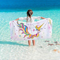 Miniatyrbillede 1 af 5: Unicorn Strandhåndklæde - 70 x 150 cm Pink Polyester Camping Håndklæder til Piger Børn Unicorn Strandhåndklæde Blødt Strandtæppe Pool Rejse Svømning Ba[HK]