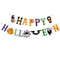Miniatyrbilde 1 av 5: Happy Halloween Bunting for Banner Halloween Dekorasjoner med Gresskar Flaggermus Spøkelse [HK] B
