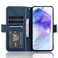 Miniatyrbillede 2 af 5: Læder telefoncover med flere kortpladser og stativ til Samsung Galaxy A55 5G -[HK] Samsung Galaxy A55 5G Blue