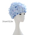 Miniatyrbilde 4 av 5: Svømmehette for kvinner, Petal Retro 3D Blomster Svømmehatt Badehette [HK] blue