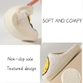 Miniatyrbilde 3 av 5: Retro Smile Face Tøfler, Happy Face Tøfler for Kvinner, Myke Plysj Komfortable Preppy Dame Tøfler, Smile Cushion Slides, Fluffy Hjemmesko [HK] 37 and 38 feet