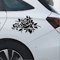 Miniatyrbillede 3 af 5: Sort Blomst Bilmærkat, Anti-ridse Dørmærkat Beskyttelse Vinyl Grafikmærkat til Bilhjelm Reflekterende Kofangermærkat[HK]