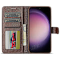 Miniatyrbild 4 av 5: LC.IMEEKE Fodral till Samsung Galaxy S25 Kalvtextur PU Läder Ställ Plånbok Mobilskal - Grå[HK] Brown Multicolor
