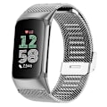 Miniatyrbillede 3 af 3: Til Fitbit Charge 6/5 Milanese Mesh Urremme Udskiftningsurremme[HK] Style B Fitbit Charge 6 Silver
