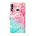 Miniatyrbild 3 av 5: Färgat marmormönster horisontellt flip PU läder telefonfodral för Huawei Y6p [HK] Pink Green Marble