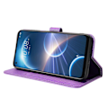 Miniatyrbild 3 av 5: För HTC Desire 22 Pro 5G Stöttåligt Telefon Flip Plånboksfodral Halkfritt Diamanttextur PU Läderfodral Ställ Korthållare med Handledsrem[HK] Purple