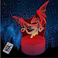 Miniatyrbild 1 av 5: SBSG Nattlampa Drak-lampor, 3D Illusion LED-lampa för Barn, 16 Färger Ändras Touch och Fjärrkontroll Jul Födelsedagspresenter för Pojkar an[HK]