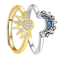 Miniatyrbillede 1 af 5: Sol og Måne Ring Sæt Ringe, Valentinsdags Gave Justerbare Smykker med Himmeltema Matchende Ringe som Venskabsringe Gaver