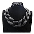 Miniatyrbillede 1 af 4: Vintage Resin Lackingone Akryl Krave Chunky Choker Statement Bib Kæde Halskæde Vedhæng black