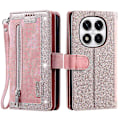 Pikkukuva 1 / 5: Puhelinkotelo Xiaomi Redmi Note 14 Pro 5G 14 Pro 5G Poco X7 5G -puhelimelle, nahkakansi vetoketjullisella lompakolla 9 C[HK] Rose Gold Multicolor