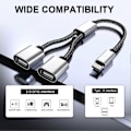 Miniatyrbilde 2 av 5: Type A Type-C Hann til Dobbel USB 2.0 Hunn Adapter USB-C OTG Splitter Y Kabel Konverter Støtte[HK]