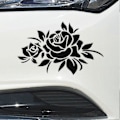 Miniatyrbillede 4 af 5: Sort Blomst Bilmærkat, Anti-ridse Dørmærkat Beskyttelse Vinyl Grafikmærkat til Bilhjelm Reflekterende Kofangermærkat[HK]
