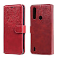 Miniatyrbillede 1 af 4: Kalveskinds tekstur læder cover til Motorola Moto G8 Power Lite[HK] Red