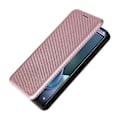 Miniatyrbillede 5 af 5: Læderetui med kulfibertekstur, stativ og magnetlukning til TCL 50 5G [HK] Rose Gold