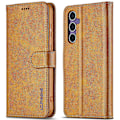 Miniatyrbild 1 av 5: LC.IMEEKE Fodral till Samsung Galaxy S25 Kalvtextur PU Läder Ställ Plånbok Mobilskal - Grå[HK] Yellow Multicolor