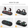 Miniatyrbild 3 av 5: AHASTYLE PT116 Laddningsställ med Dubbla Positioner för Apple Watch, Smartwatch Laddare Hållare Bas [HK] Style C Apple Watch SE (2022) Black