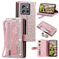 Pikkukuva 1 / 5: Motorola Edge 50 Neo 5G -kotelo PU-nahkainen puhelinkuori vetoketjullisella lompakolla ja 9 korttipaikalla [HK] Style D Multicolor