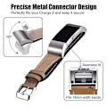 Miniatyrbilde 3 av 4: For Fitbit Charge 2 Ekte Lær Klokkereim Erstatning Armbånd -[HK] Multicolor Silver
