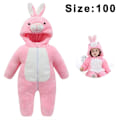 Miniatyrbillede 1 af 5: Bran Unisex Baby Romper Sød Varm Stitch Dyr Langærmet Lynlås Fortykket Fleece Efterår Vinter Børnetøj[HK] pink 100cm