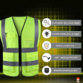 Miniatyrbillede 4 af 5: Høj synlighedsrefleksvest, Høj synlighedslysende neonfarve med 4 reflekterende striber lommer [HK] green