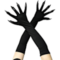 Miniatyrbillede 1 af 5: Heksehandsker | Halloween Klo Handsker Cosplay, Lange Negle Klovn Klør Spøgelsespote Handske Hexe Djævel Pote Hånddækker Fancy Dress Performance Prop  Sort
