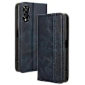 Miniatyrbillede 1 af 5: Til TCL 505 T509K T5094 Etui Retro Læder Magnetisk Lukning Flip Telefon Cover[HK] Style D Multicolor