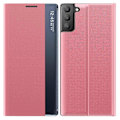 Miniatyrbillede 1 af 5: Til Samsung Galaxy S21 FE View Window Telefon Cover Anti-fald Læder Beskyttelses Skal med Stativ[HK] Multicolor Style E