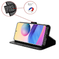 Miniatyrbild 5 av 5: För ZTE nubia Red Magic 8 Pro+ 5G / Red Magic 8 Pro 5G Diamanttextur PU Läder Ställ Skydd Skal Flip Plånbok Telefonfodral[HK] Black