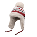 Miniatyrbilde 1 av 3: Vinterstrikkelue for kvinner med øreklaffer, varm fleecefôret skull cap, ørevarmere, snøluer, rød[HK]