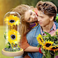 Miniatyrbild 5 av 5: Konserverad Blomma Glaslock Glödande Guld Folie Solros Alla Hjärtans Dag Present[HK]