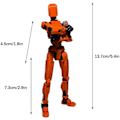 Pikkukuva 5 / 5: T13 toimintahahmo, Titan 13 toimintahahmo 4 aseen ja 3 käden tyypillä, T13 3D-tulostettu moninivelinen toimintahahmo[HK] Orange-Black