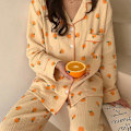 Miniatyrbild 1 av 5: Mjuk Bomull Kawaii Apelsinmönstrad Långärmad Pyjamas Set[HK] XXL