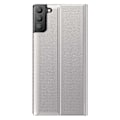 Miniatyrbillede 3 af 5: Til Samsung Galaxy S21 FE View Window Telefon Cover Anti-fald Læder Beskyttelses Skal med Stativ[HK] Multicolor Style B