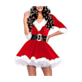 Miniatyrbild 2 av 5: Vuxen Damklänning Jultomte Outfit Fru Jultomte Kostym Maskeraddräkt Jul Tjock Varm Miniklänning[HK] MRed