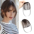 Miniatyrbilde 1 av 5: Bangs Hårklemme i Pannelugg, 100% Ekte Hårextensions Løs Pannelugg Klemme på Luftig Pannelugg for Kvinner Hårdeler Buet Pannelugg[HK] Dark Brown
