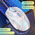 Miniatyrbillede 2 af 5: G5 Kablet Mus RGB Baggrundslys Lydløs Computertilbehør Ergonomisk USB 3200DPI E-Sports Mekanisk Mus til Laptop[HK] Pink