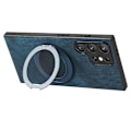 Miniatyrbillede 3 af 5: Til Samsung Galaxy S24 Ultra Telefon Cover med Roterende Støttefod Stress Relief Retro Læder Bagside Cov[HK] Blue Multicolor