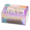 Miniatyrbilde 1 av 5: Iridescent akryl oppbevaringsboks med hul håndtak, kraftig, multifunksjonell, stor kapasitet, skrivebordsmakeupbrett, kurv, arrangør, serviettholder [HK] D