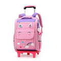 Miniatyrbillede 2 af 5: Skole Trolley Rygsæk Til Piger Skole Trolley Tasker Med Hjul Skole Rullende Rygsæk Til Drenge Trolley Rygsæk Taske Til Børn[HK] Pink NavyBlue