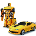 Miniatyrbild 1 av 3: Deform Robotbil för barn Bump & Go Action 2 i 1 Robotbilsleksak med 3D-ljus och musik Transformera bil leksak Batteridriven (gul)[HK]