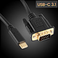 Miniatyrbillede 5 af 5: USB C til VGA Kabel 1,8 m, USB Type C til VGA Kabel, Egnet til USB 3.1 Enheder - Egnet til [HK] black