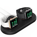 Miniatyrbillede 1 af 5: AHASTYLE PT116 til Apple Watch Dobbelt Position Opladningsstand Smart Watch Oplader Holder Base[HK] Style C Apple Watch SE (2022) Black