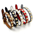 Miniatyrbilde 3 av 5: Armbånd Kvinner Menn Kunstlær Wrap Stud/nagler Mote Farge Charm Armbånd Gull Firkantede Nagler Punk Stil Armring[HK] CHINA Red