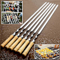 Miniatyrbilde 1 av 4: BBQ flate grillspyd i rustfritt stål - Sett med 6 - Grillpinne med langt håndtak [HK]