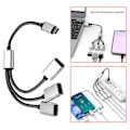 Pikkukuva 2 / 5: USB C - USB OTG -sovitin, Type C OTG -kaapeli, USB C -uros - 2/3 USB 2.0 -naaras [HK] One for two